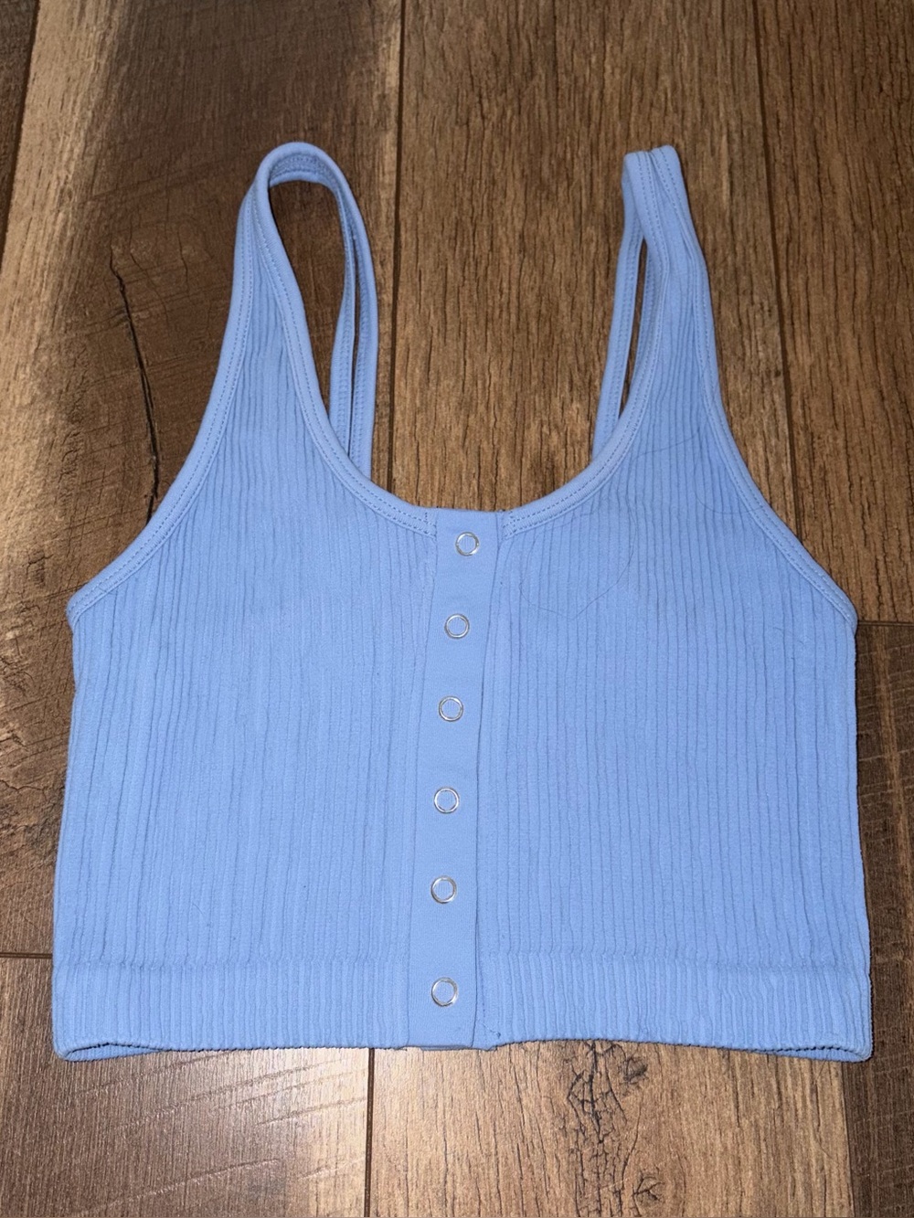 Aerie Ribbed Button Crop Top Purple Size Small